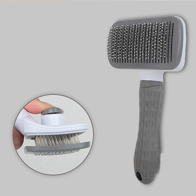 Self-cleaning slicker brush