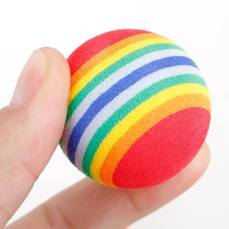 Rainbow cat play ball