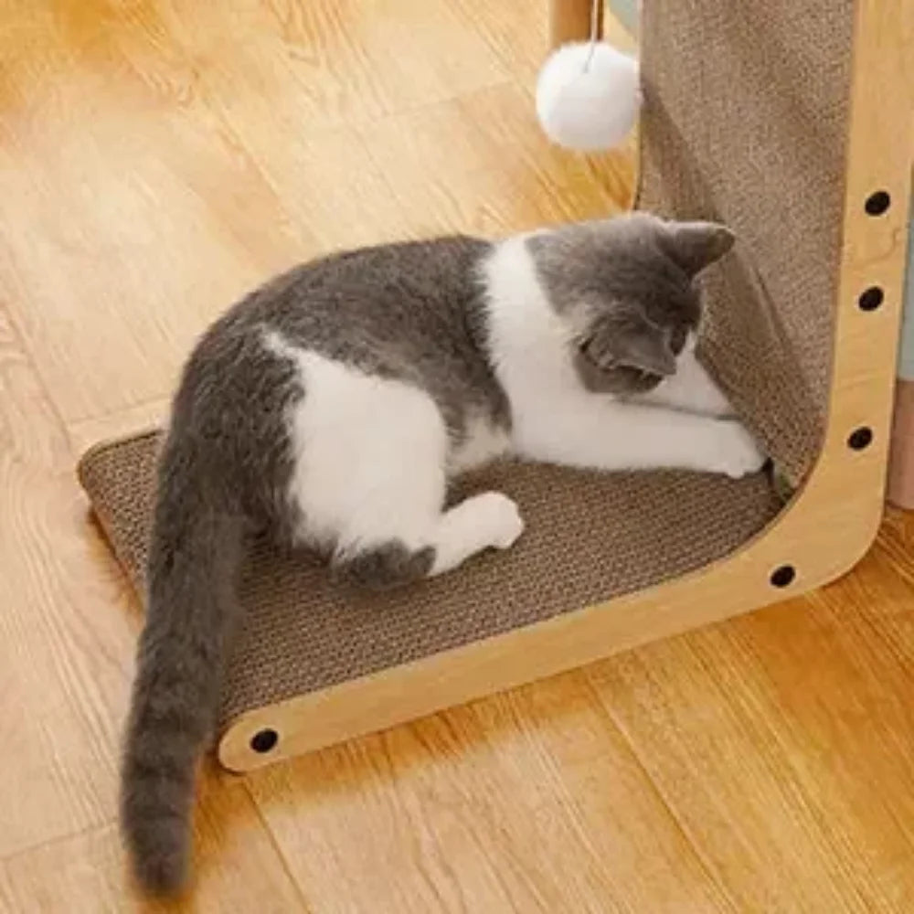 L-shaped cardboard cat scratcher