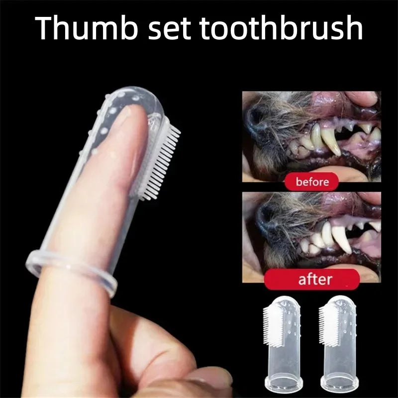 Silicone finger toothbrush for dogs and cats