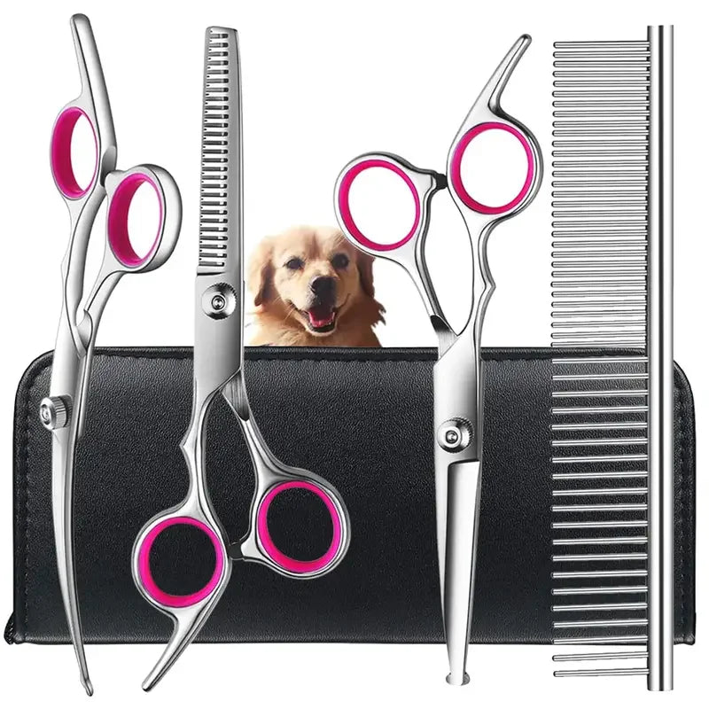 4-Piece Pet Safe Grooming Scissors Set — Round-Tip Stainless Shears