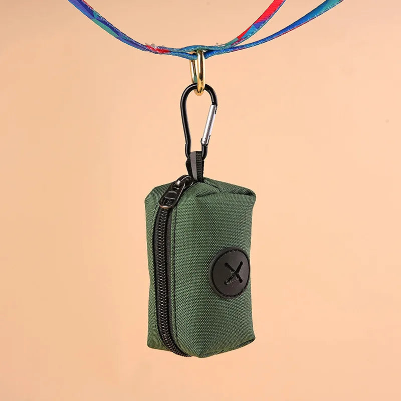 Canvas poop bag holder on leash