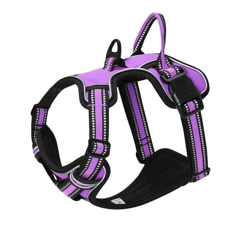 No-pull reflective dog harness