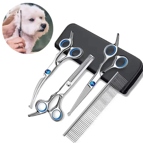 4-Piece Pet Safe Grooming Scissors Set — Round-Tip Stainless Shears