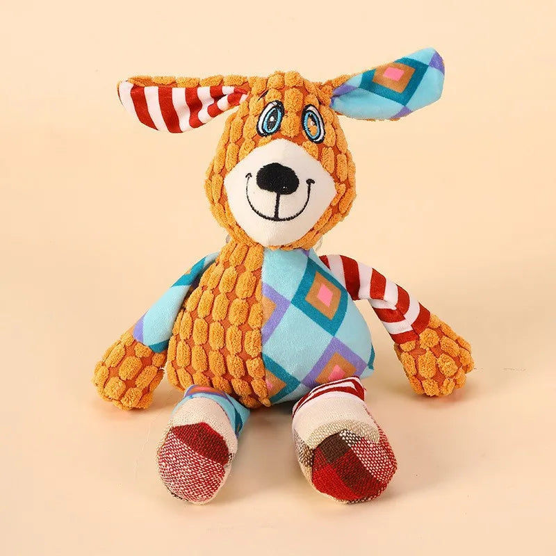 Squeaky plush dog toy