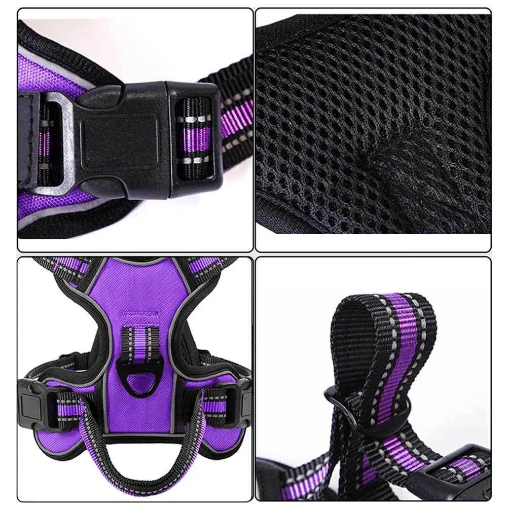No-pull reflective dog harness