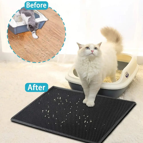 Cat litter mat before and after