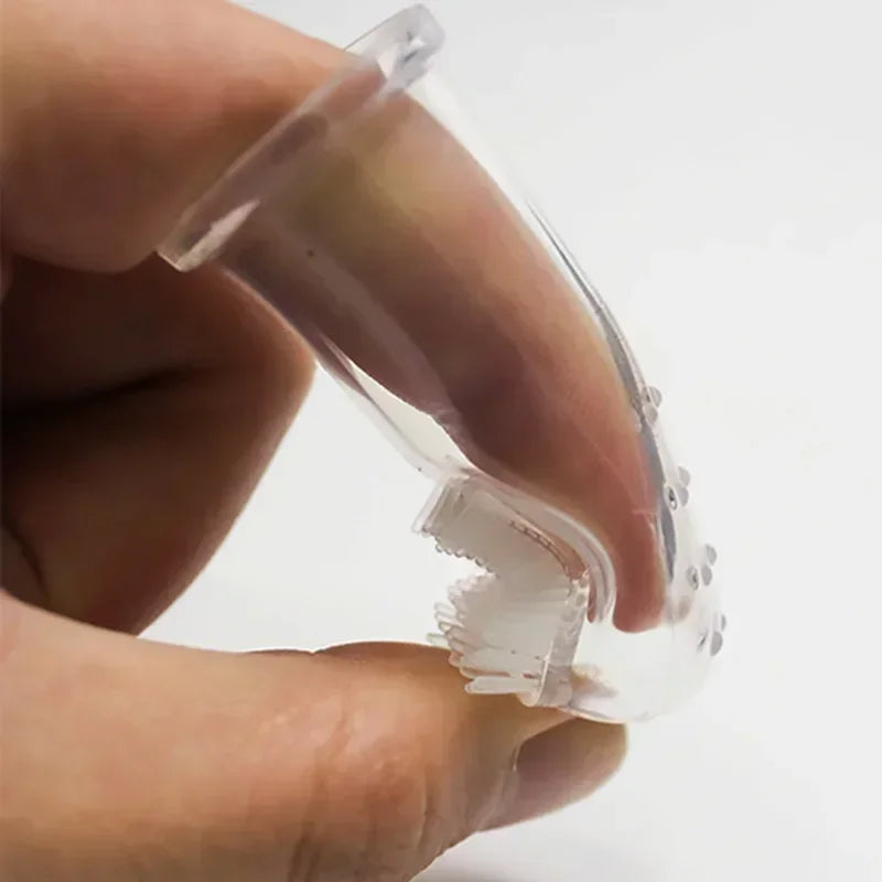 Silicone finger toothbrush for dogs and cats