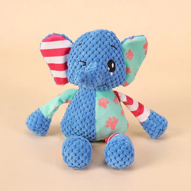 Squeaky plush dog toy