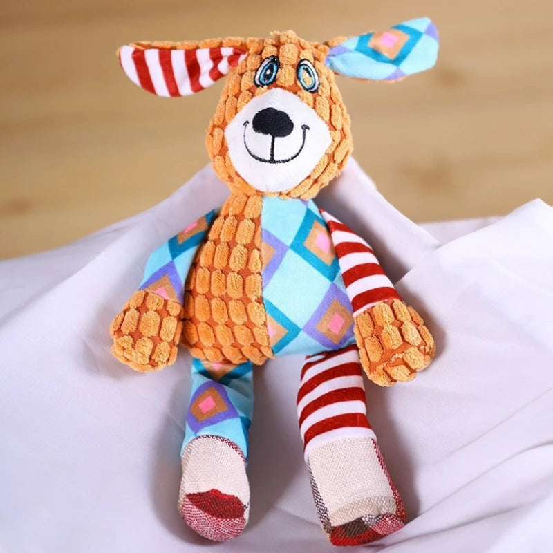Squeaky plush dog toy