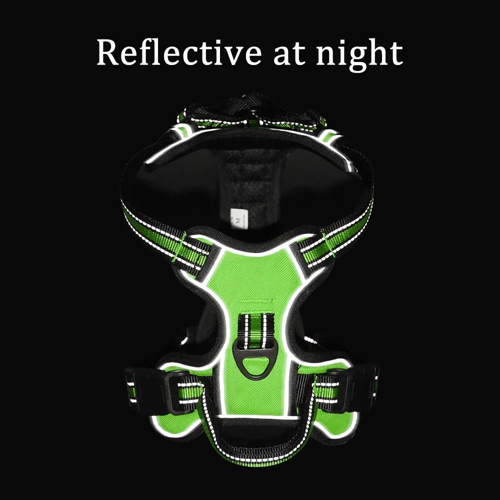 No-pull reflective dog harness