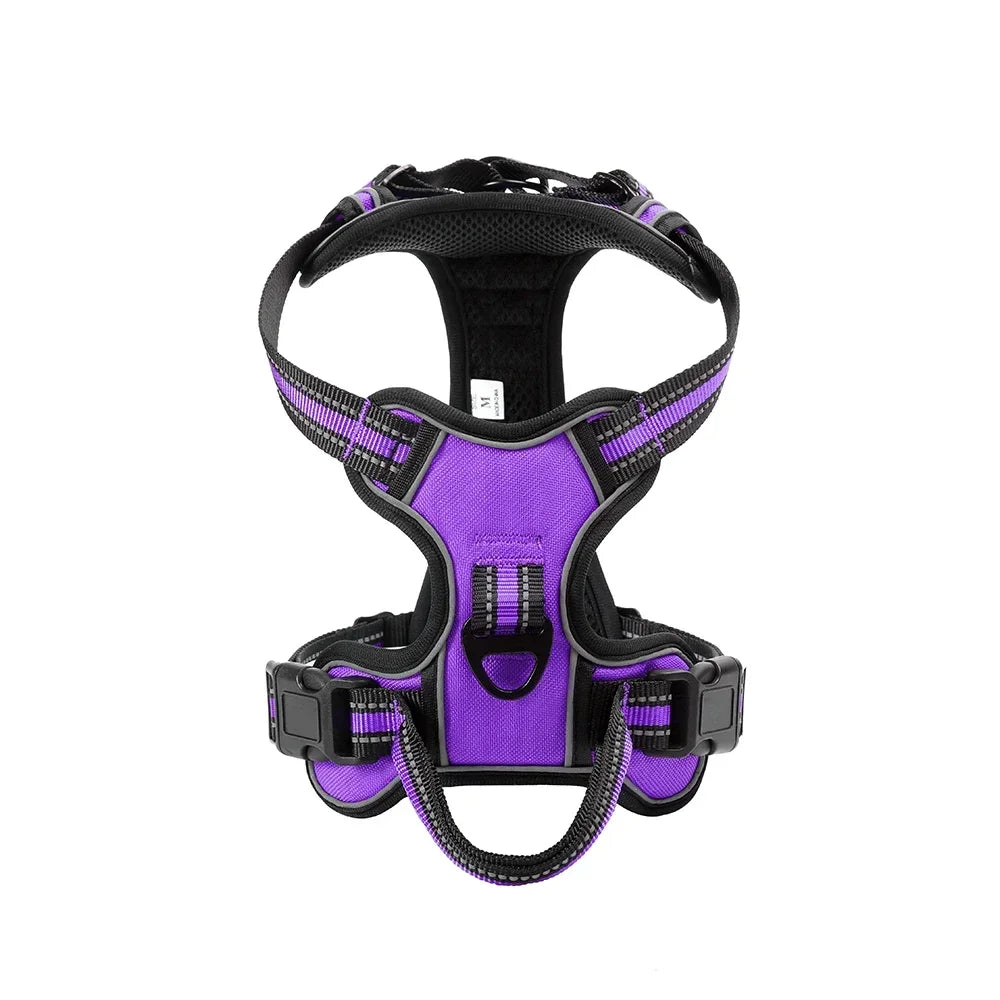 No-pull reflective dog harness