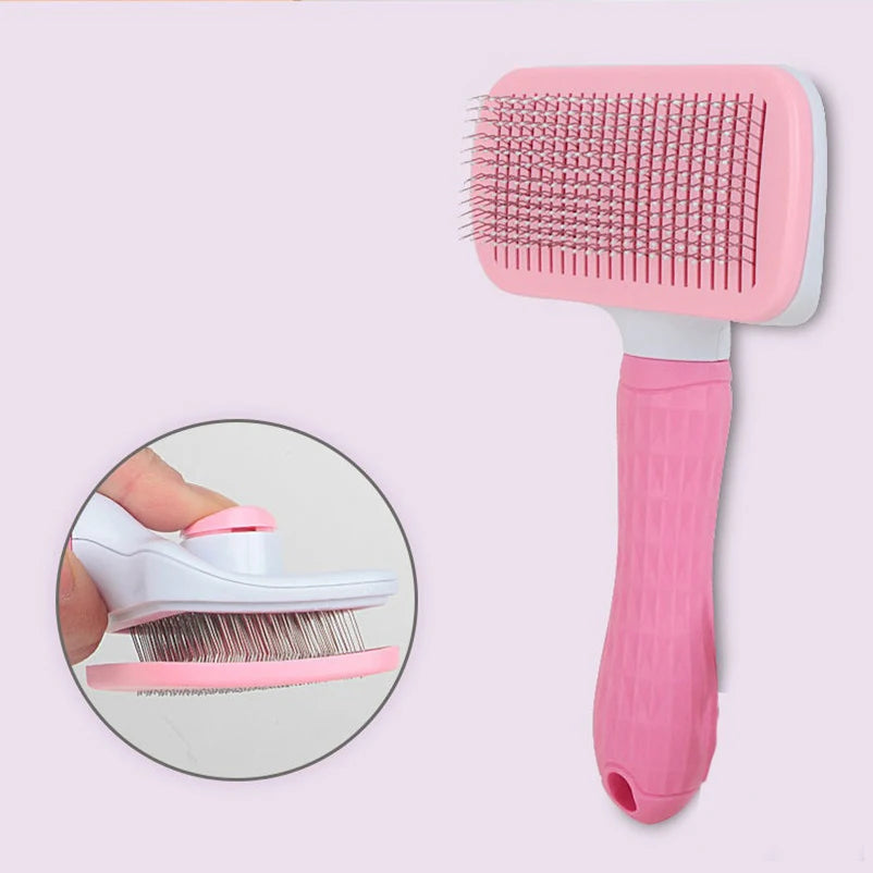 Self-cleaning slicker brush pink