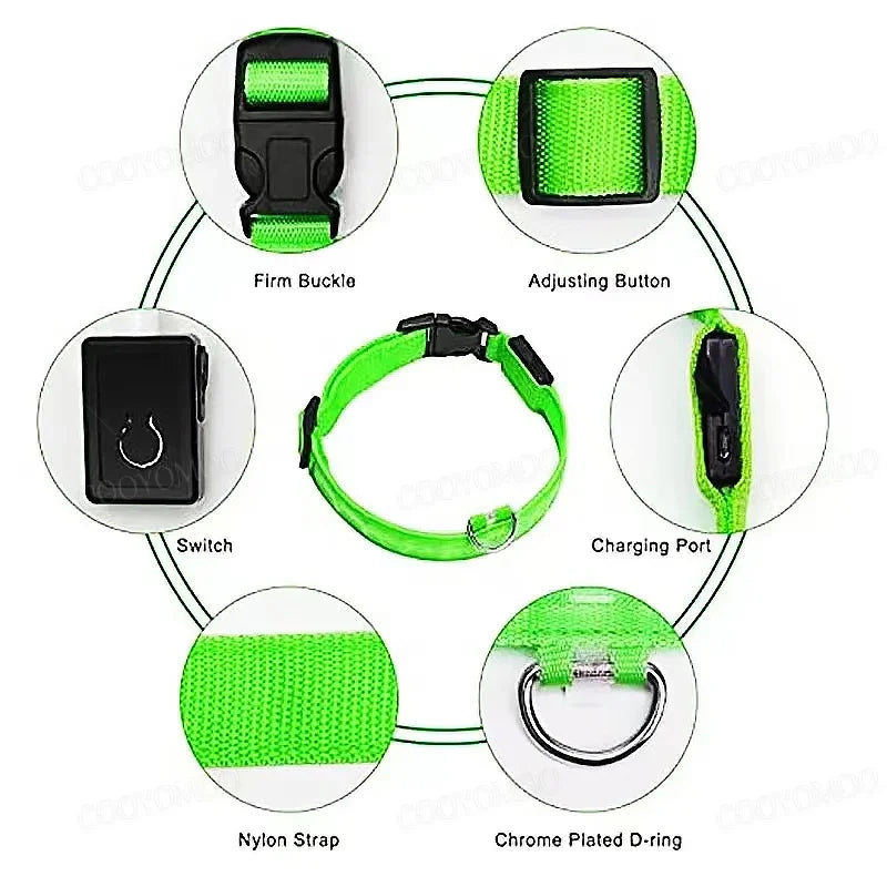 Rechargeable LED glow dog collar