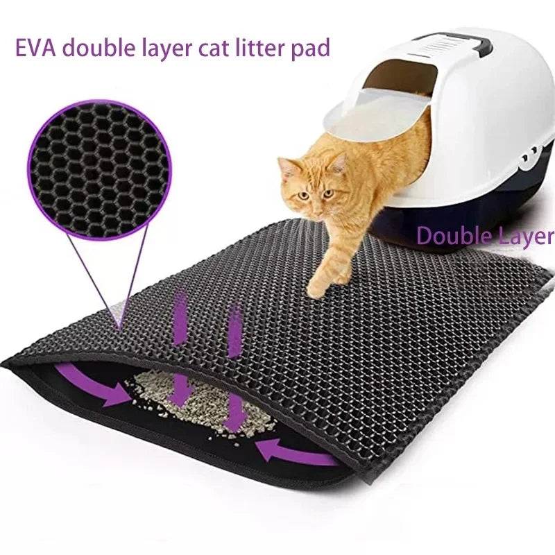 Double-layer cat litter mat