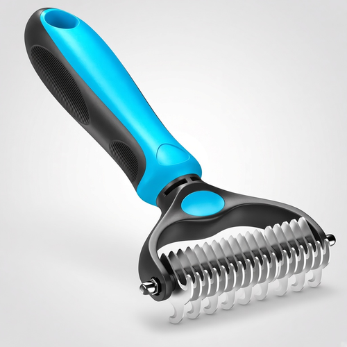 2-in-1 Stainless Pet Deshedding Brush — Knot Cutter & Comb