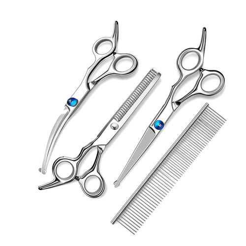 4-Piece Pet Safe Grooming Scissors Set — Round-Tip Stainless Shears